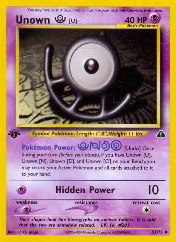 Unown - 1st Edition [U] - 51/75 - Uncommon - 1st Edition [neo2-51] [Non-Holo]