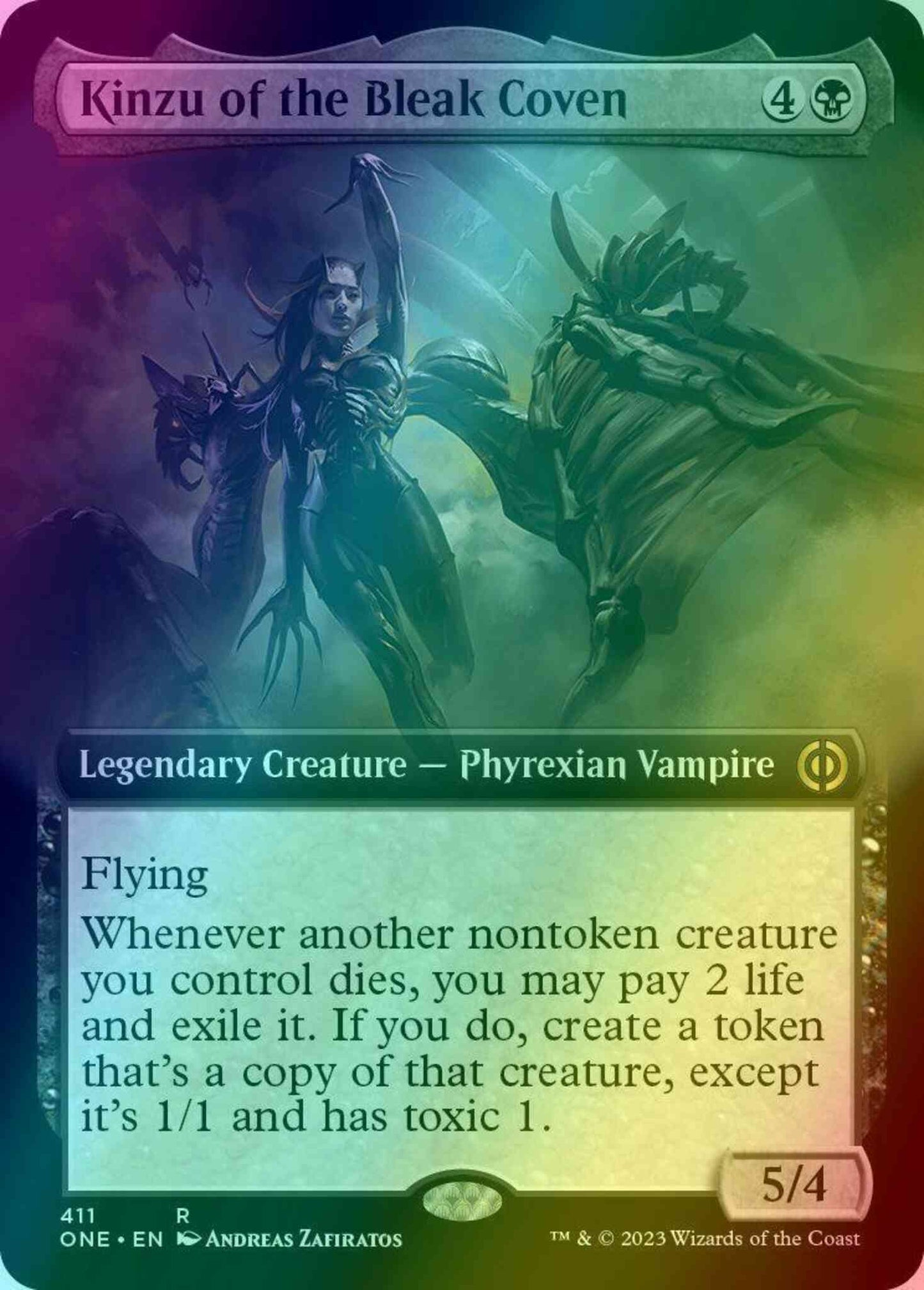 Kinzu of the Bleak Coven [411] [Extended Art] [Jumpstart Exclusive] [Phyrexia: All Will Be One] [Foil]