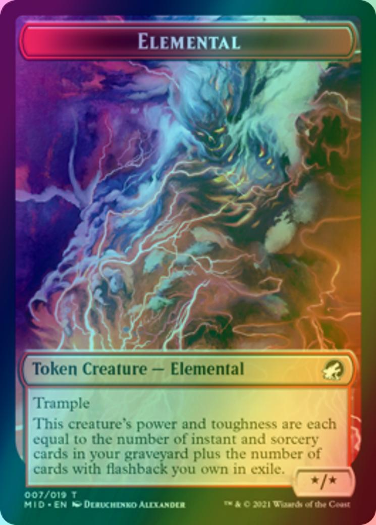 Clue Token (16) // Elemental Token (07) [Innistrad: Midnight Hunt: Tokens] [Foil]