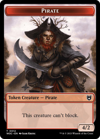 Human Token (02) // Pirate Token (12) [Wilds of Eldraine: Commander: Tokens] [Non-Foil]