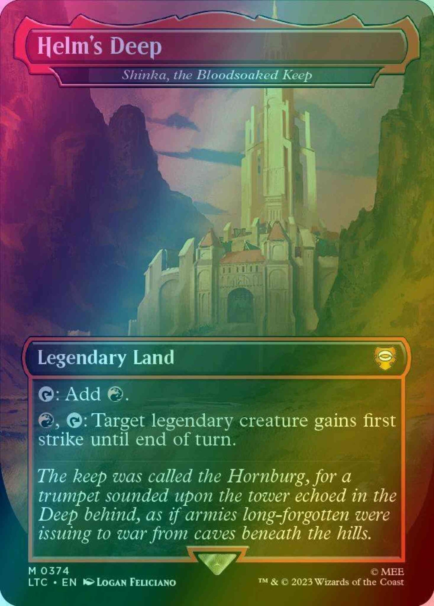 Helm's Deep - Shinka, the Bloodsoaked Keep [374] [Borderless] [Realms and Relics] [The Lord of the Rings: Tales of Middle-earth: Commander] [Foil]