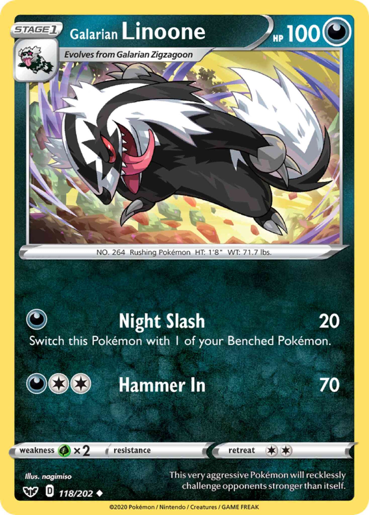 Galarian Linoone - 118/202 - Uncommon [swsh1-118] [Non-Holo]