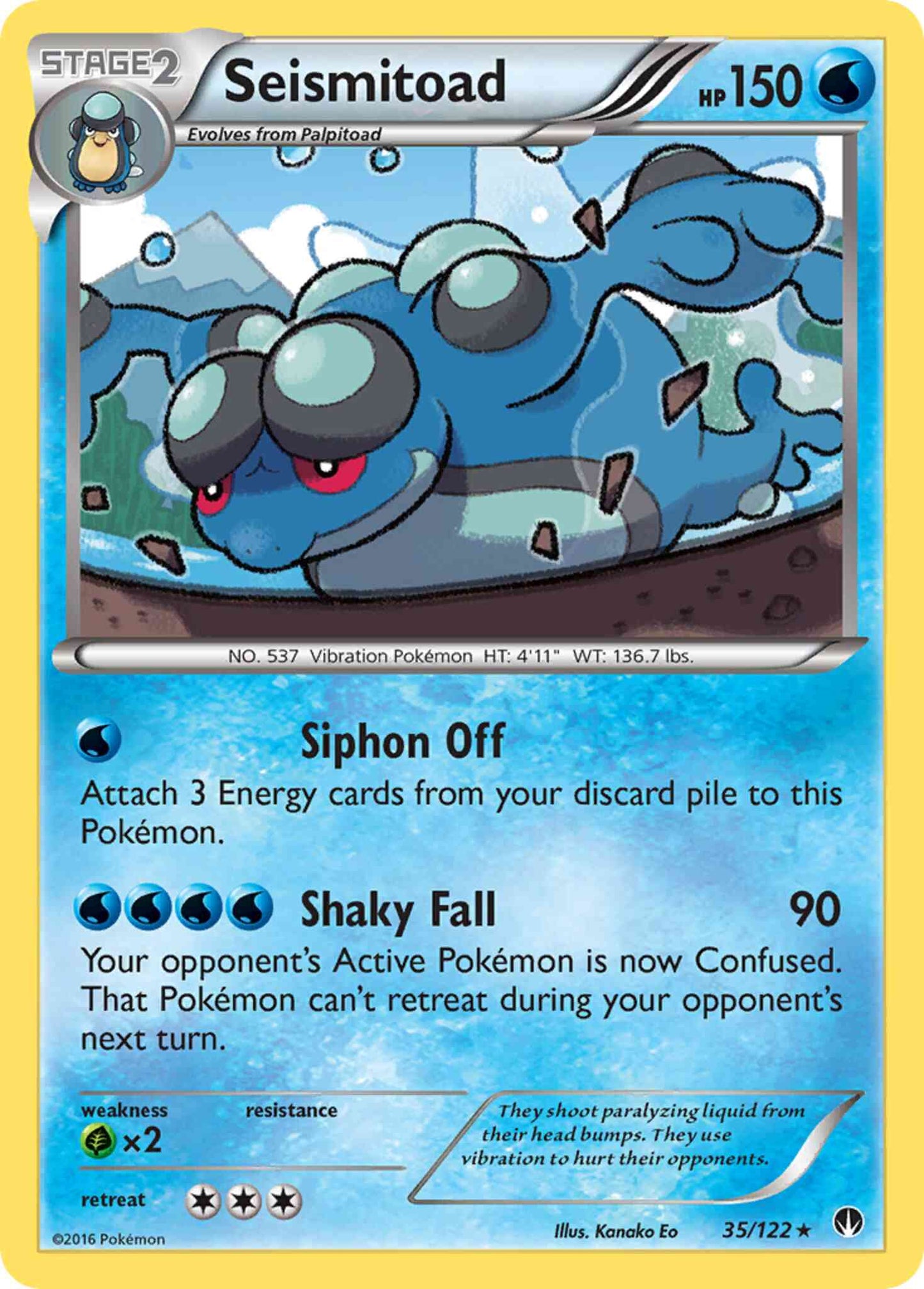 Seismitoad - 35/122 - Rare [xy9-35] [Reverse Holo]