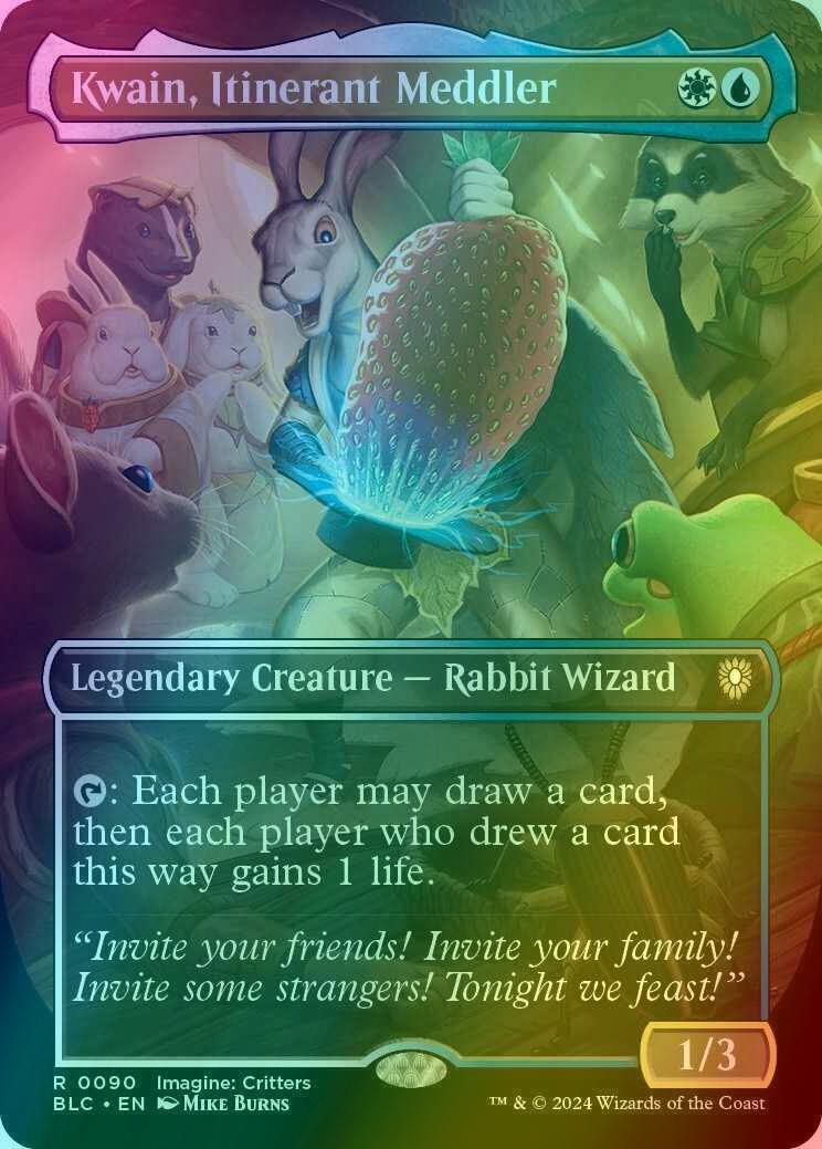 Kwain, Itinerant Meddler [90] [Borderless] [Imagine: Critters] [Bloomburrow: Commander] [Foil]
