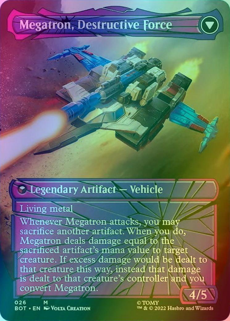 Megatron, Tyrant // Megatron, Destructive Force [26] [Borderless] [Shattered Glass] [Universes Beyond: Transformers] [Foil]