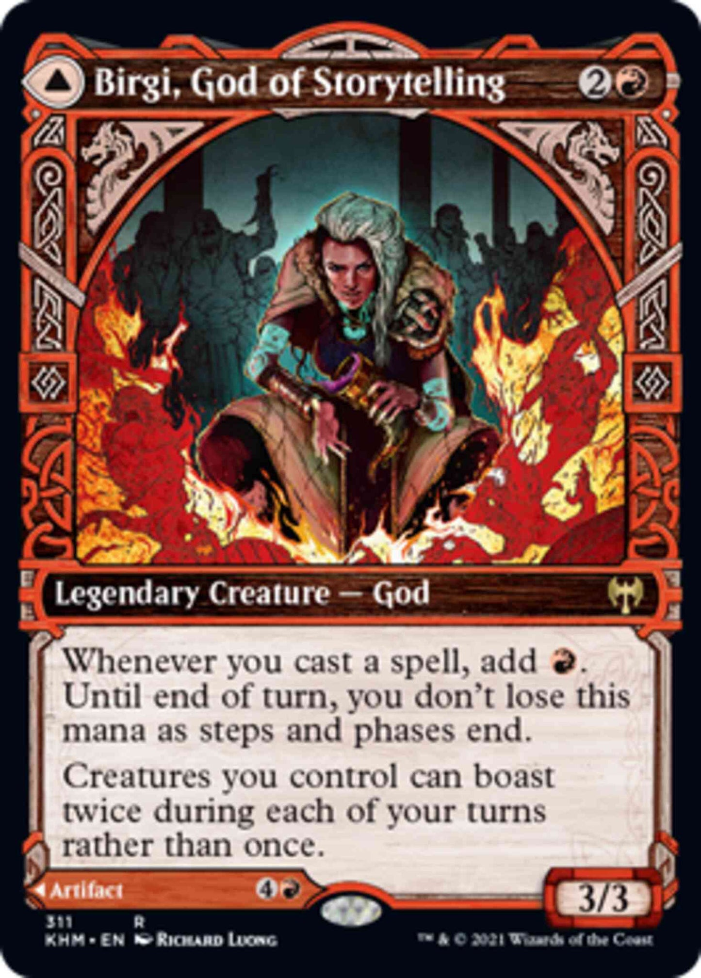 Birgi, God of Storytelling // Harnfel, Horn of Bounty [311] [Showcase] [Kaldheim] [Non-Foil]