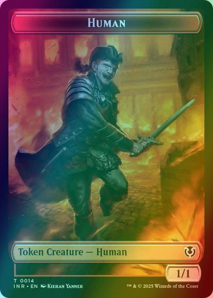 Chandra, Dressed to Kill Emblem (24) // Human Token (14) [Innistrad Remastered: Tokens] [Foil]