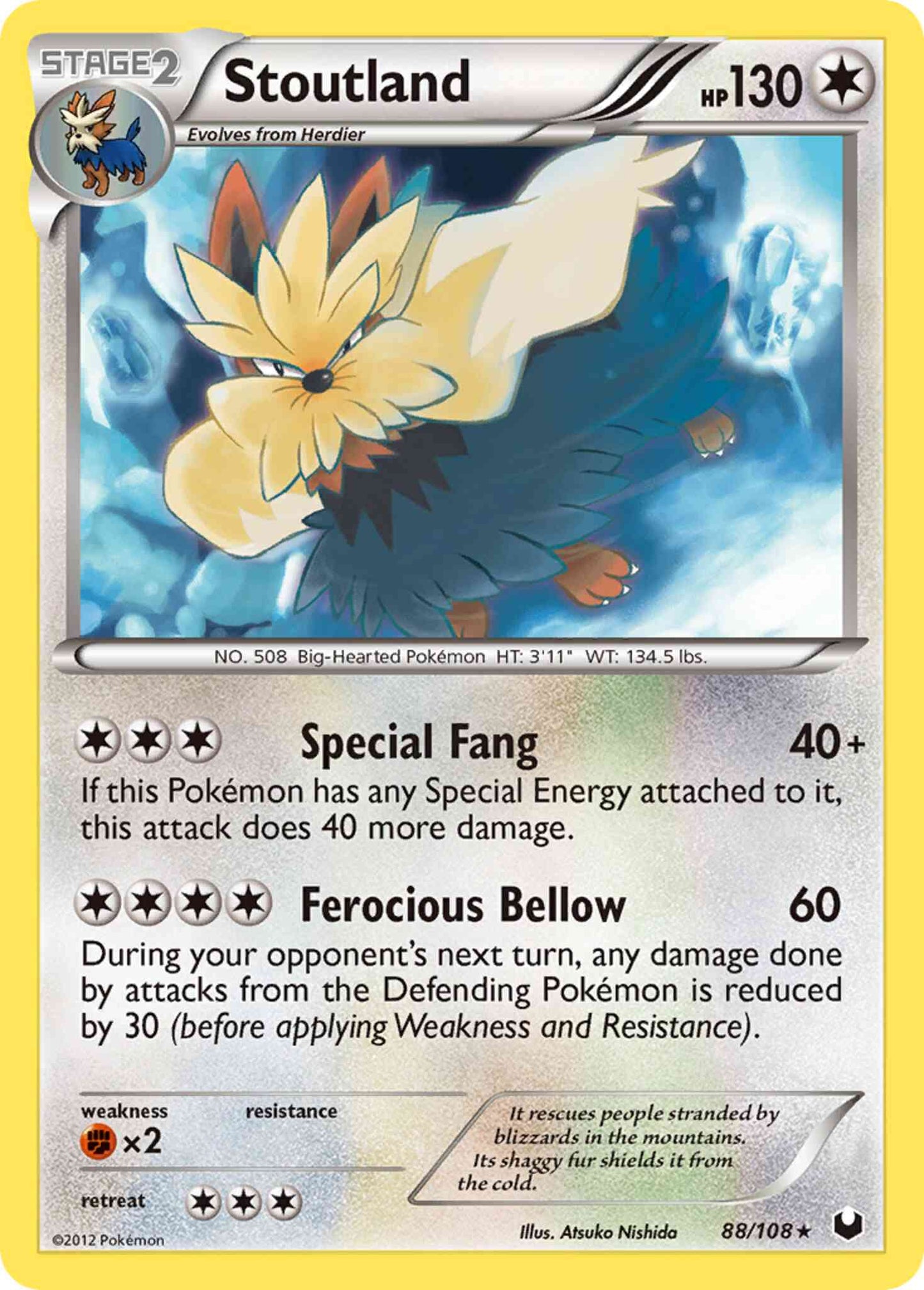 Stoutland - 88/108 - Rare [bw5-88] [Reverse Holo]