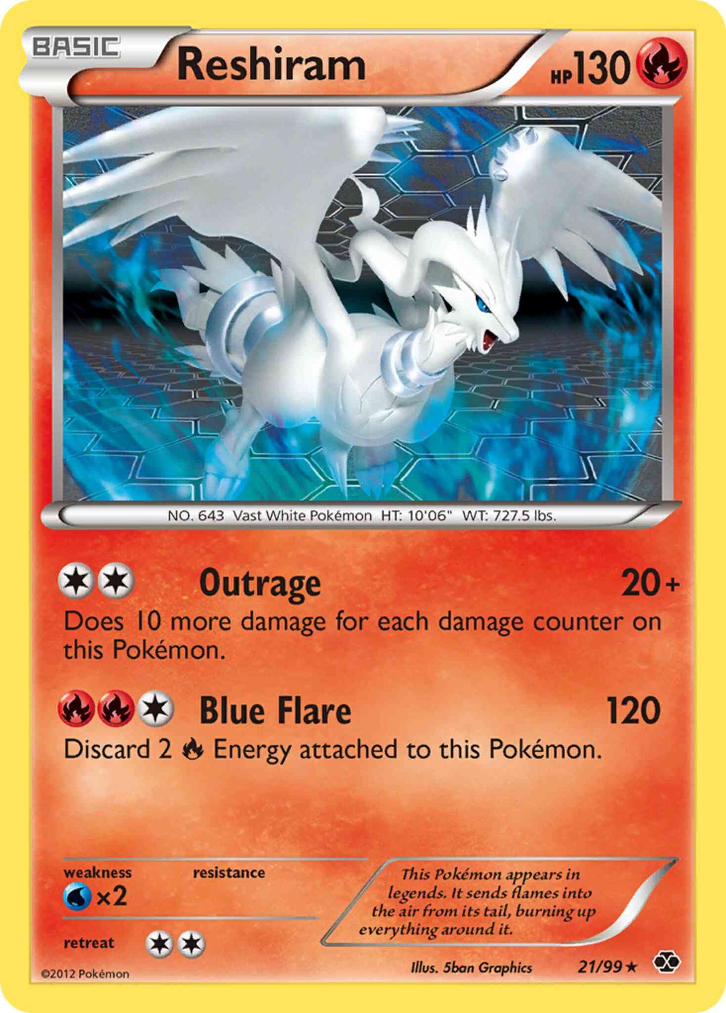 Reshiram - 21/99 - Rare [bw4-21] [Non-Holo]