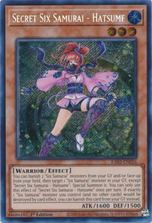 Secret Six Samurai - Hatsume - RA03-EN016 - Secret Rare - 1st Edition