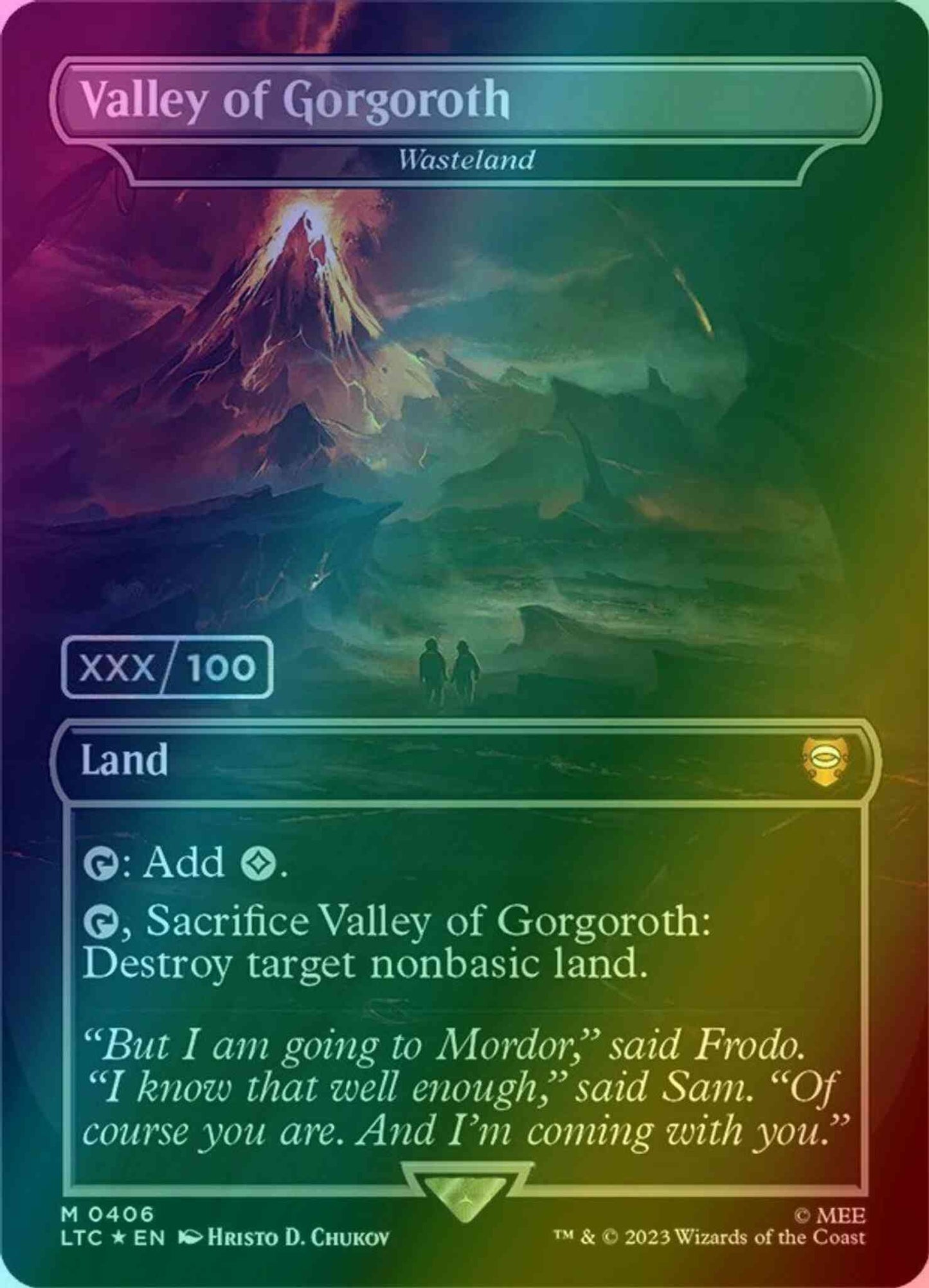 Valley of Gorgoroth - Wasteland - Serial Numbered [406z] [Borderless] [Realms and Relics] [The Lord of the Rings: Tales of Middle-earth: Commander] [Foil]