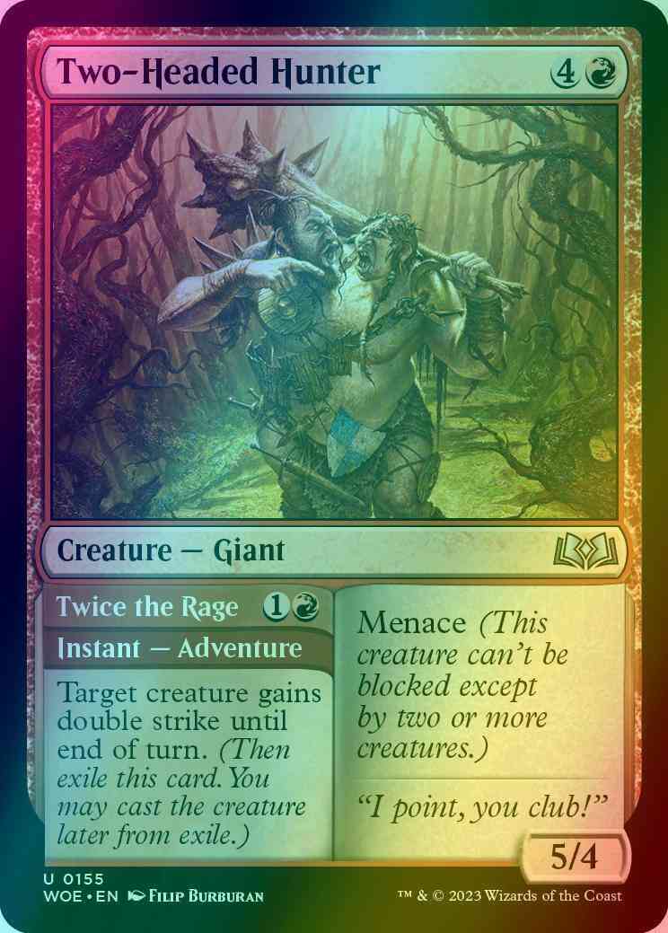 Two-Headed Hunter // Twice the Rage [155] [Wilds of Eldraine] [Foil]