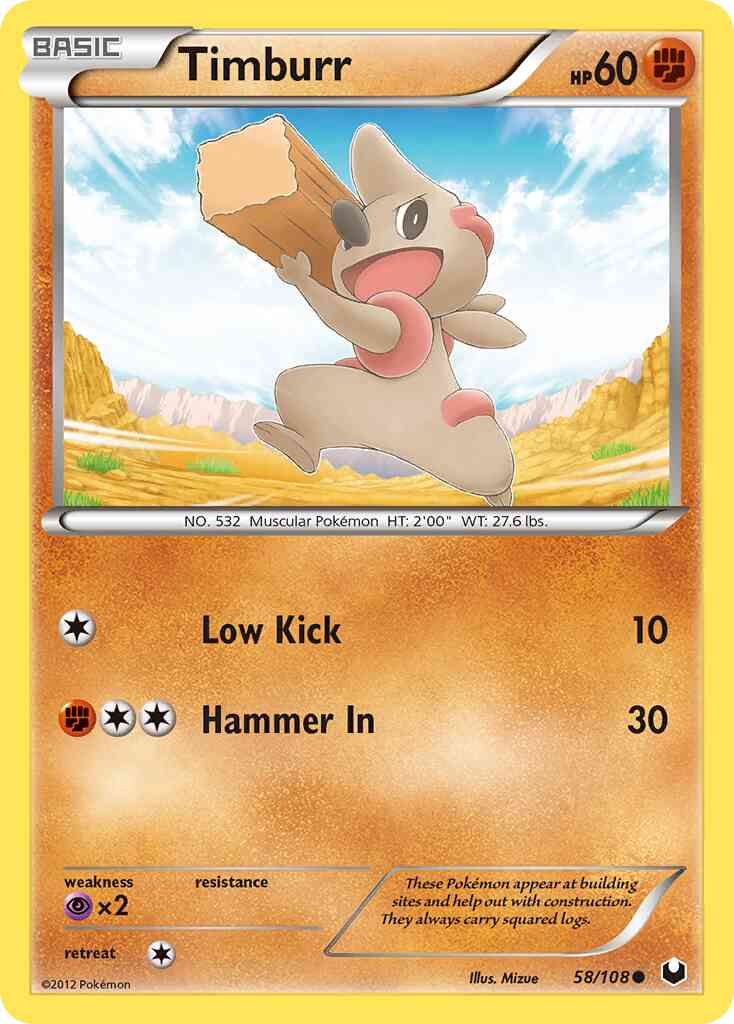 Timburr - 58/108 - Common [bw5-58] [Reverse Holo]