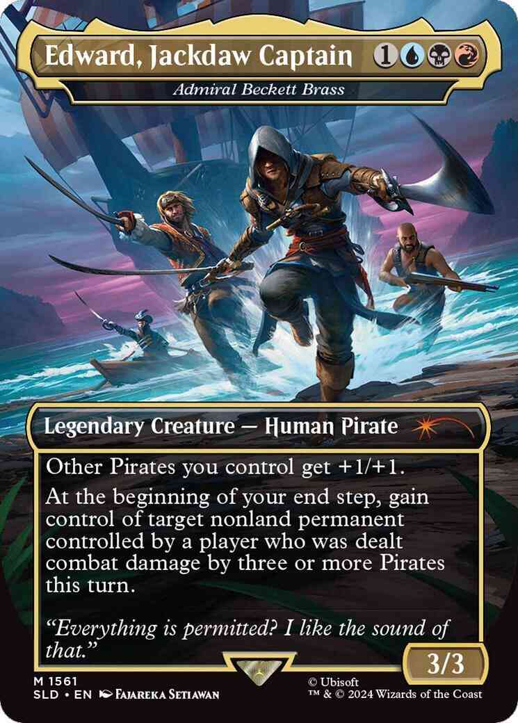 Edward, Jackdaw Captain - Admiral Beckett Brass [1561] [Borderless] [Lethal Legends] [Secret Lair Drop] [Non-Foil]
