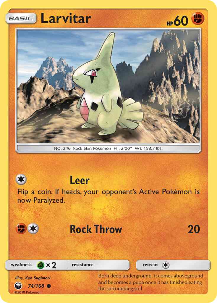 Larvitar - 74/168 - Common [sm7-74] [Reverse Holo]
