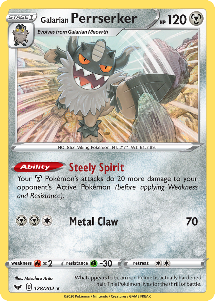 Galarian Perrserker - 128/202 - Theme Deck Exclusive [swsh1msp-128] [Non-Holo]