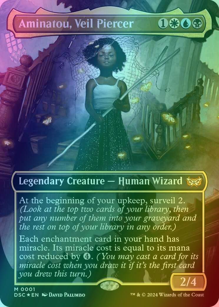 Aminatou, Veil Piercer [1] [Borderless] [Duskmourn: House of Horror: Commander] [Foil]