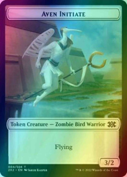 Aven Initiate Token (04) // Worm Token (20) [Double Masters 2022: Tokens] [Foil]