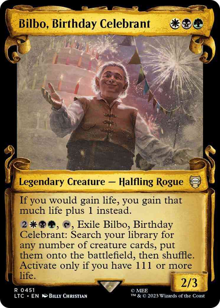 Bilbo, Birthday Celebrant [451] [Scrolls Showcase] [The Lord of the Rings: Tales of Middle-earth: Commander] [Non-Foil]
