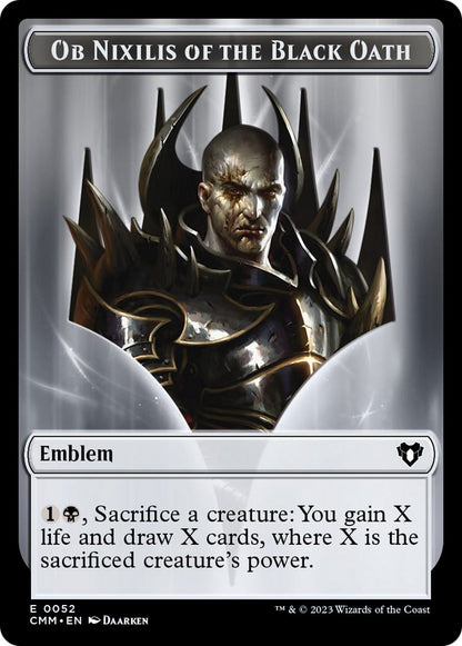 Clue Token (40) // Ob Nixilis of the Black Oath Emblem (52) [Commander Masters: Tokens] [Non-Foil]