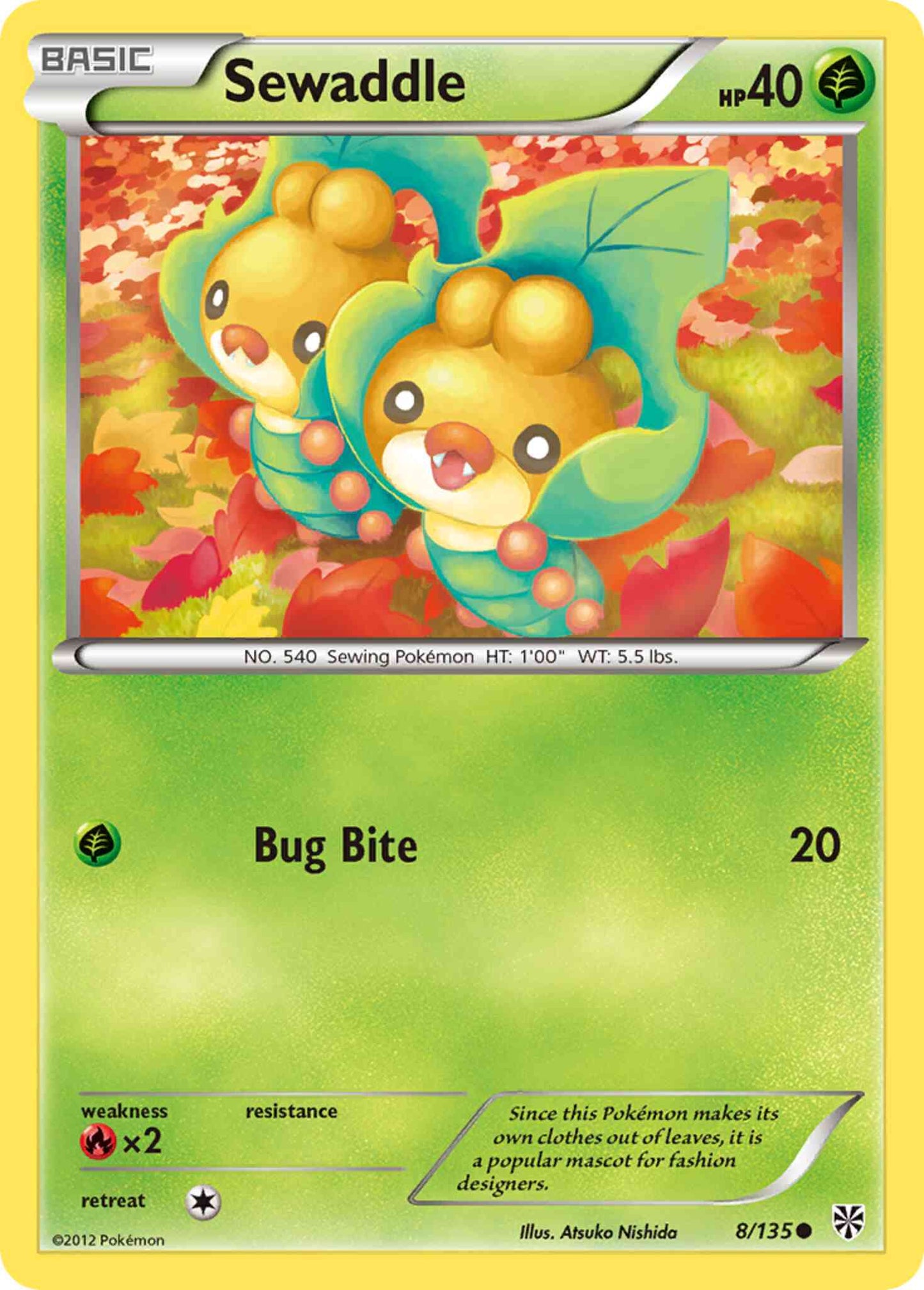 Sewaddle - 8/135 - Common [bw8-8] [Reverse Holo]