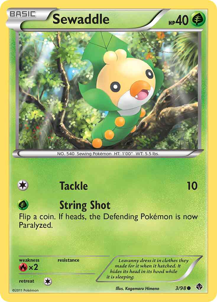 Sewaddle - 3/98 - Common [bw2-3] [Reverse Holo]