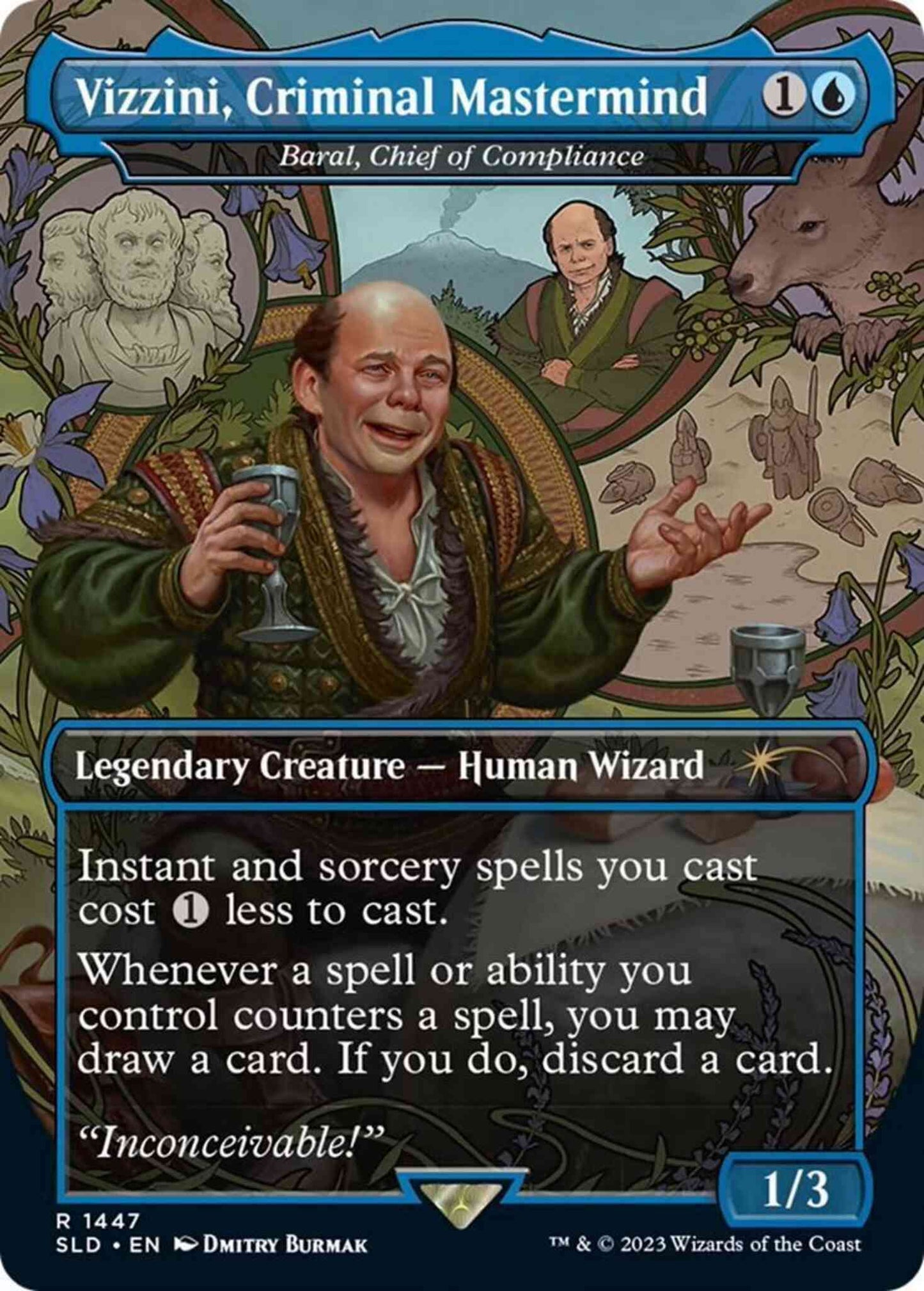 Vizzini, Criminal Mastermind - Baral, Chief of Compliance [1447] [Borderless] [The Princess Bride] [Secret Lair Drop] [Non-Foil]