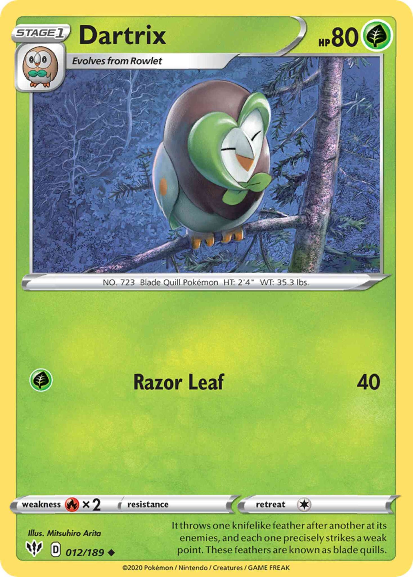 Dartrix - 012/189 - Uncommon [swsh3-012] [Reverse Holo]