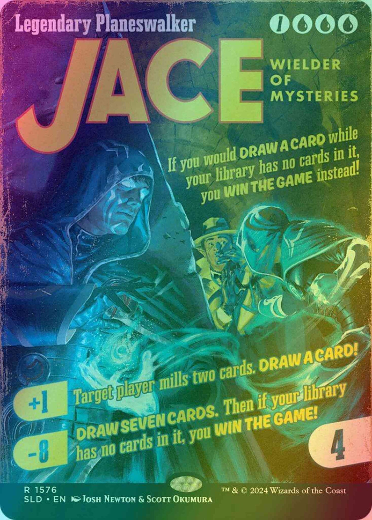 Jace, Wielder of Mysteries [1576] [Borderless] [Hard-Boiled Thrillers] [Secret Lair Drop] [Foil]