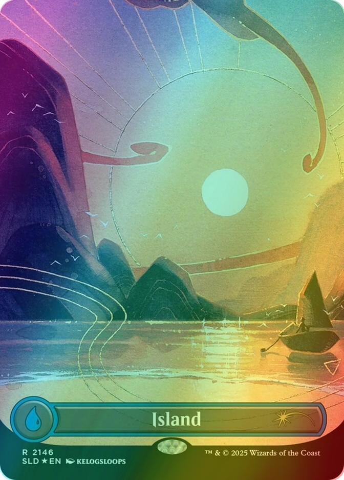 Island [2146] [Borderless] [Dandân Deck] [Secret Lair Drop] [Foil]