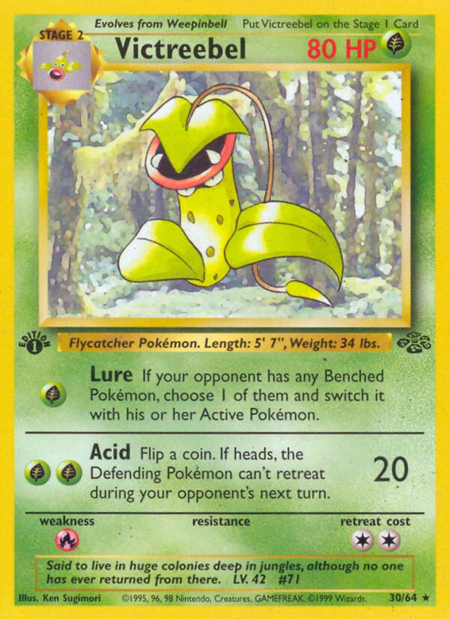 Victreebel - 30/64 - Rare - 1st Edition [base2-30] [Non-Holo]