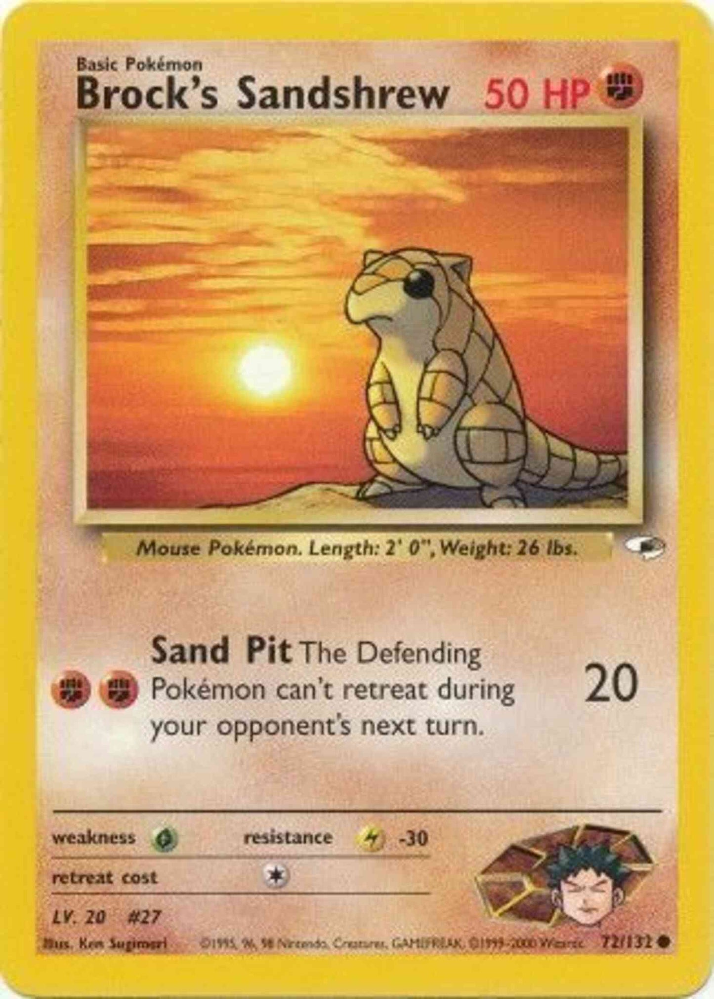 Brock's Sandshrew - 72/132 - Common - Unlimited [gym1U-72] [Non-Holo]