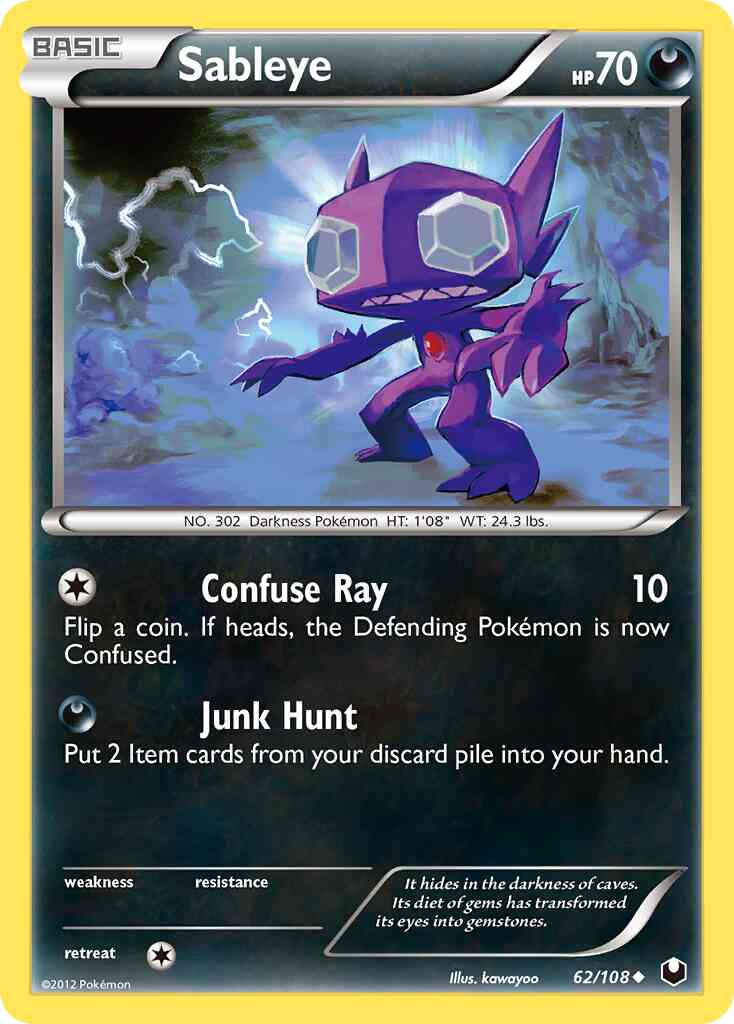 Sableye - 62/108 - Uncommon [bw5-62] [Reverse Holo]