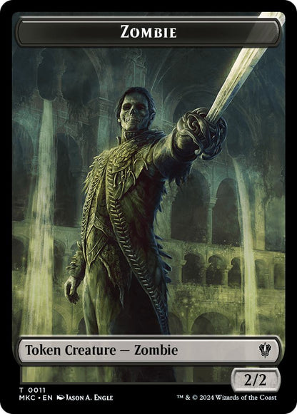 Salamander Warrior Token (08) // Zombie Token (11) [Murders at Karlov Manor: Commander: Tokens] [Non-Foil]