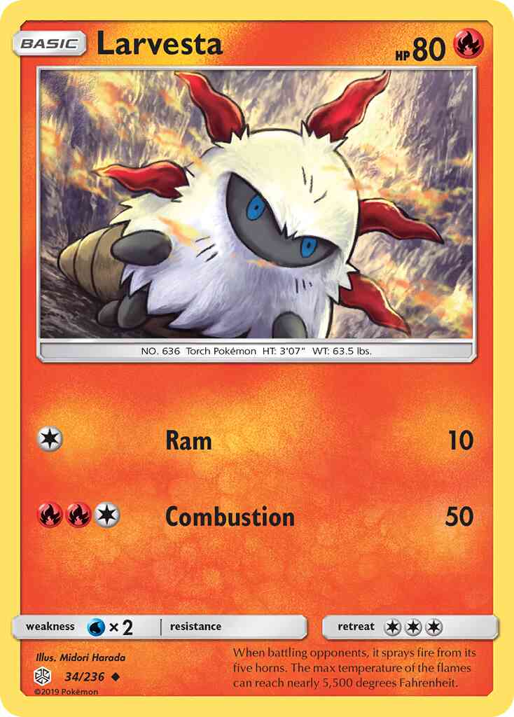 Larvesta - 34/236 - Uncommon [sm12-34] [Non-Holo]