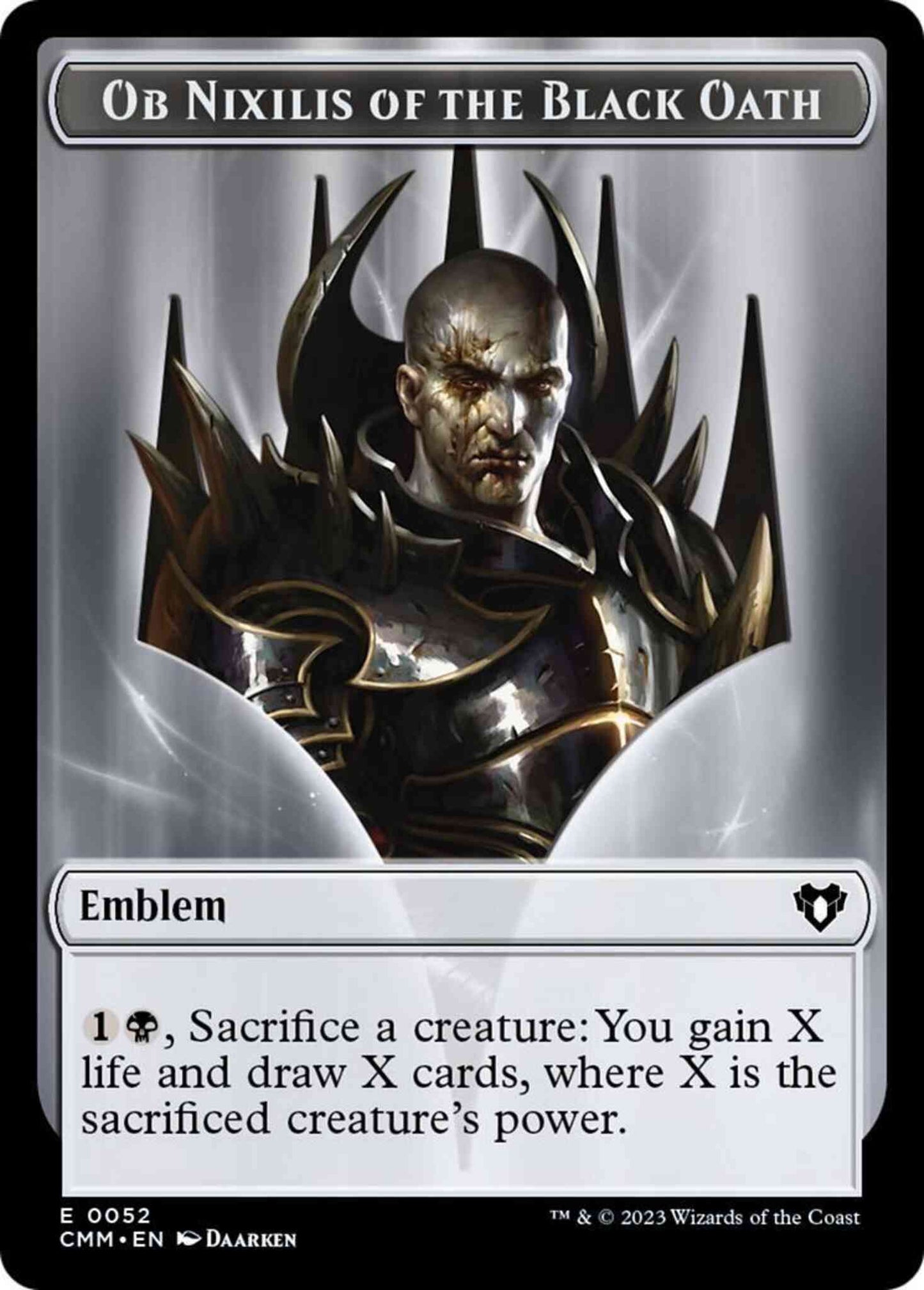 Ob Nixilis of the Black Oath Emblem (52) // Soldier Token (09) [Commander Masters: Tokens] [Non-Foil]