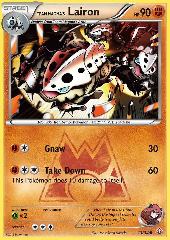 Team Magma's Lairon - 13/34 - Common [dc1-13] [Non-Holo]