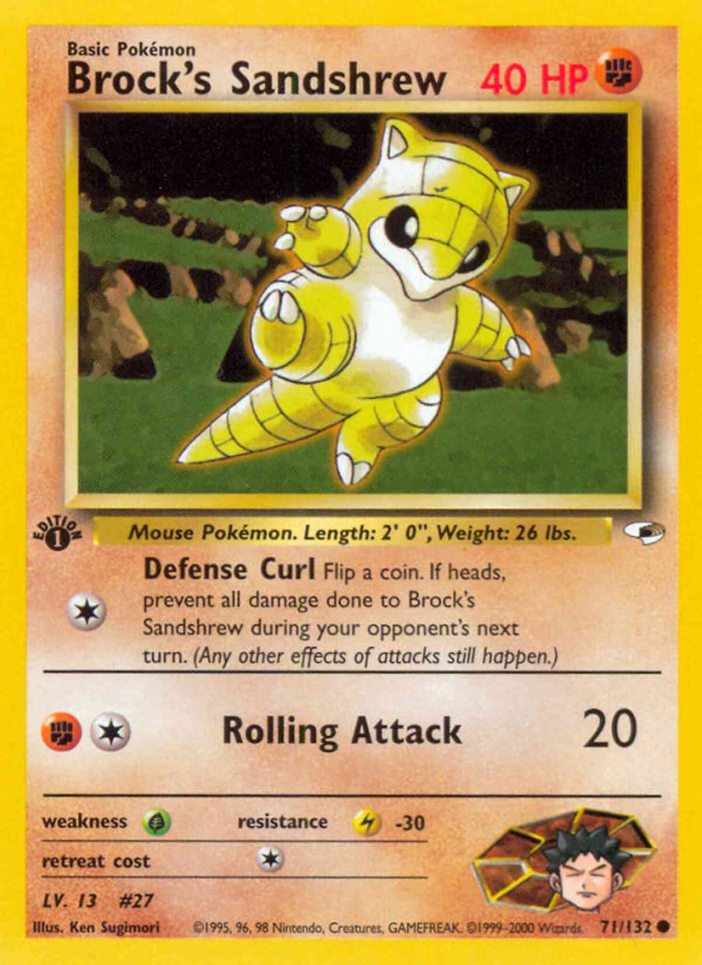Brock's Sandshrew - 71/132 - Common - 1st Edition [gym1-71] [Non-Holo]