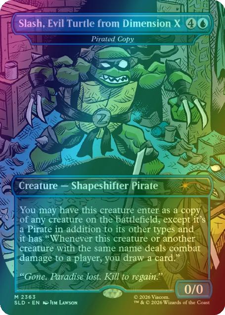 Slash, Evil Turtle from Dimension X - Pirated Copy [2363] [Borderless] [Mighty Mutanimals] [Secret Lair Drop] [Foil]