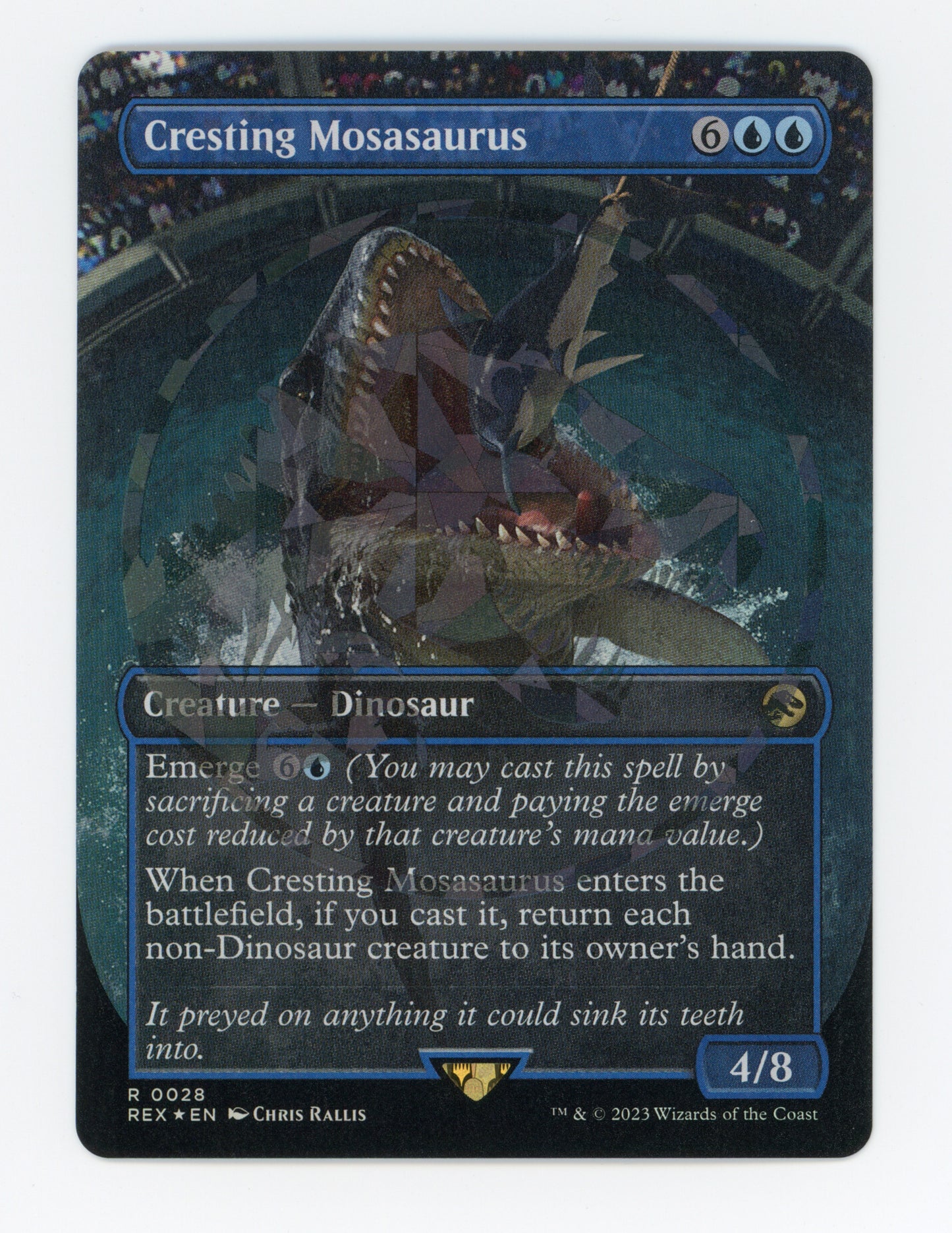 Cresting Mosasaurus — Borderless|Emblem|Foil — ID 17894
