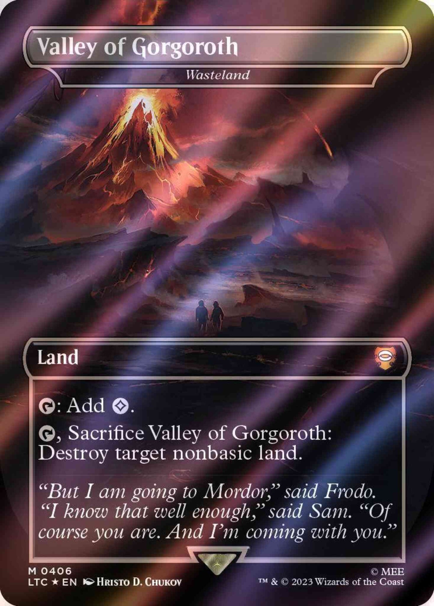 Valley of Gorgoroth - Wasteland [406] [Borderless] [Realms and Relics] [The Lord of the Rings: Tales of Middle-earth: Commander] [Surge Foil]