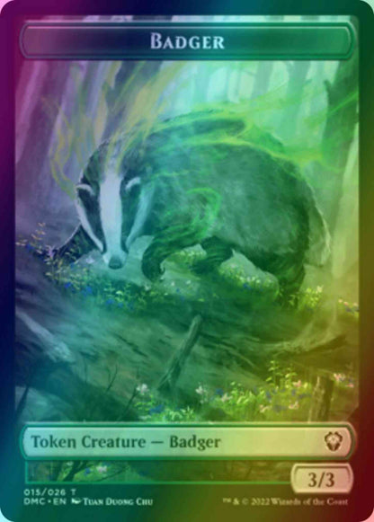 Badger Token (15) // Saproling Token (18) [DMC/DMU Set Symbol] [Dominaria United: Tokens] [Foil]