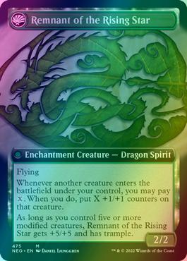 Jugan Defends the Temple // Remnant of the Rising Star [475] [Extended Art] [Kamigawa: Neon Dynasty] [Foil]