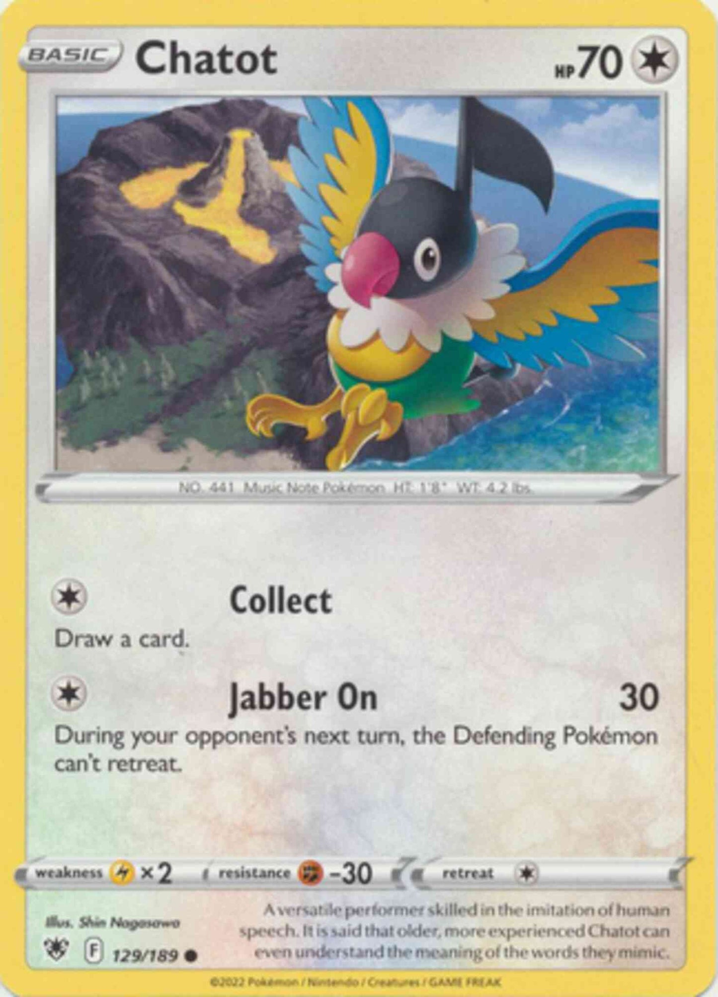 Chatot - 129/189 - Common [swsh10-129] [Non-Holo]