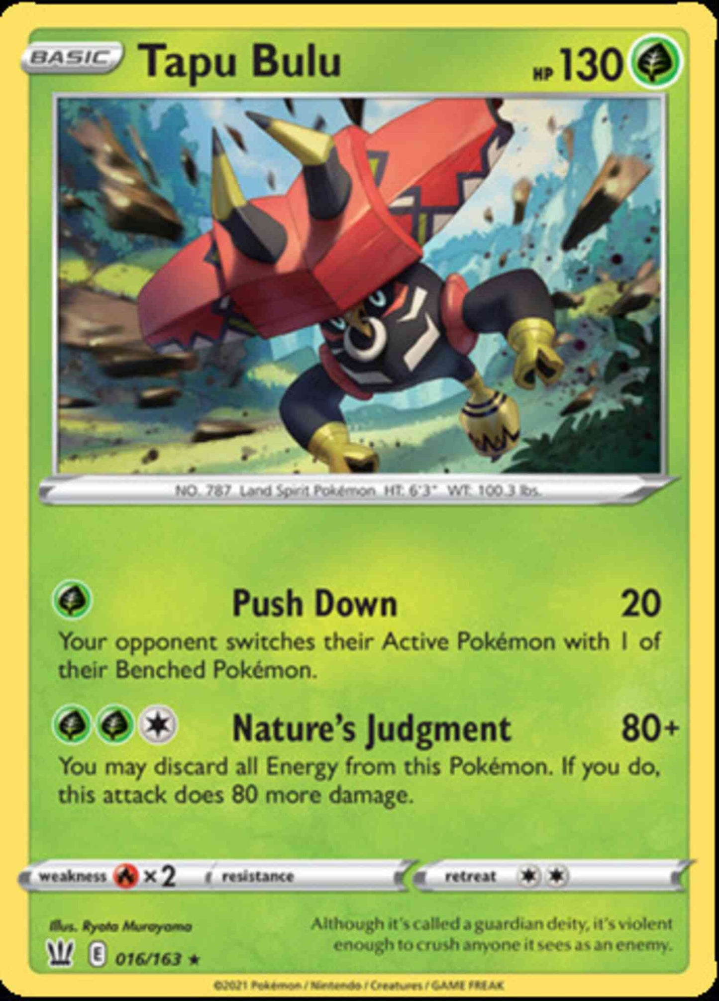 Tapu Bulu - 016/163 - Rare Holo [swsh5-016] [Reverse Holo]
