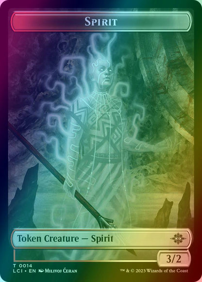 Fungus Dinosaur Token (12) // Spirit Token (14) [The Lost Caverns of Ixalan: Tokens] [Foil]