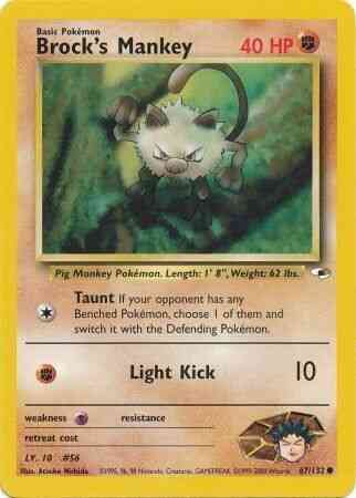 Brock's Mankey - 67/132 - Common - Unlimited [gym1U-67] [Non-Holo]