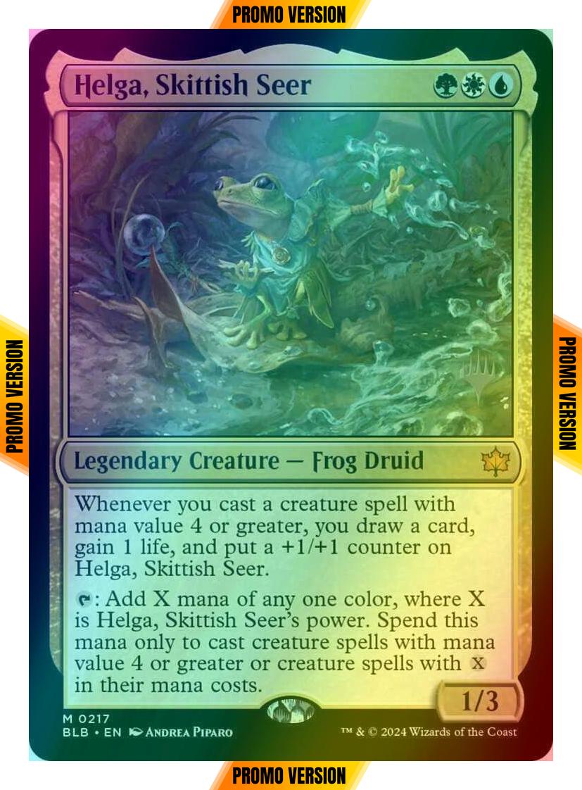 Helga, Skittish Seer [217p] [Promo Pack] [Bloomburrow: Promos] [Foil]