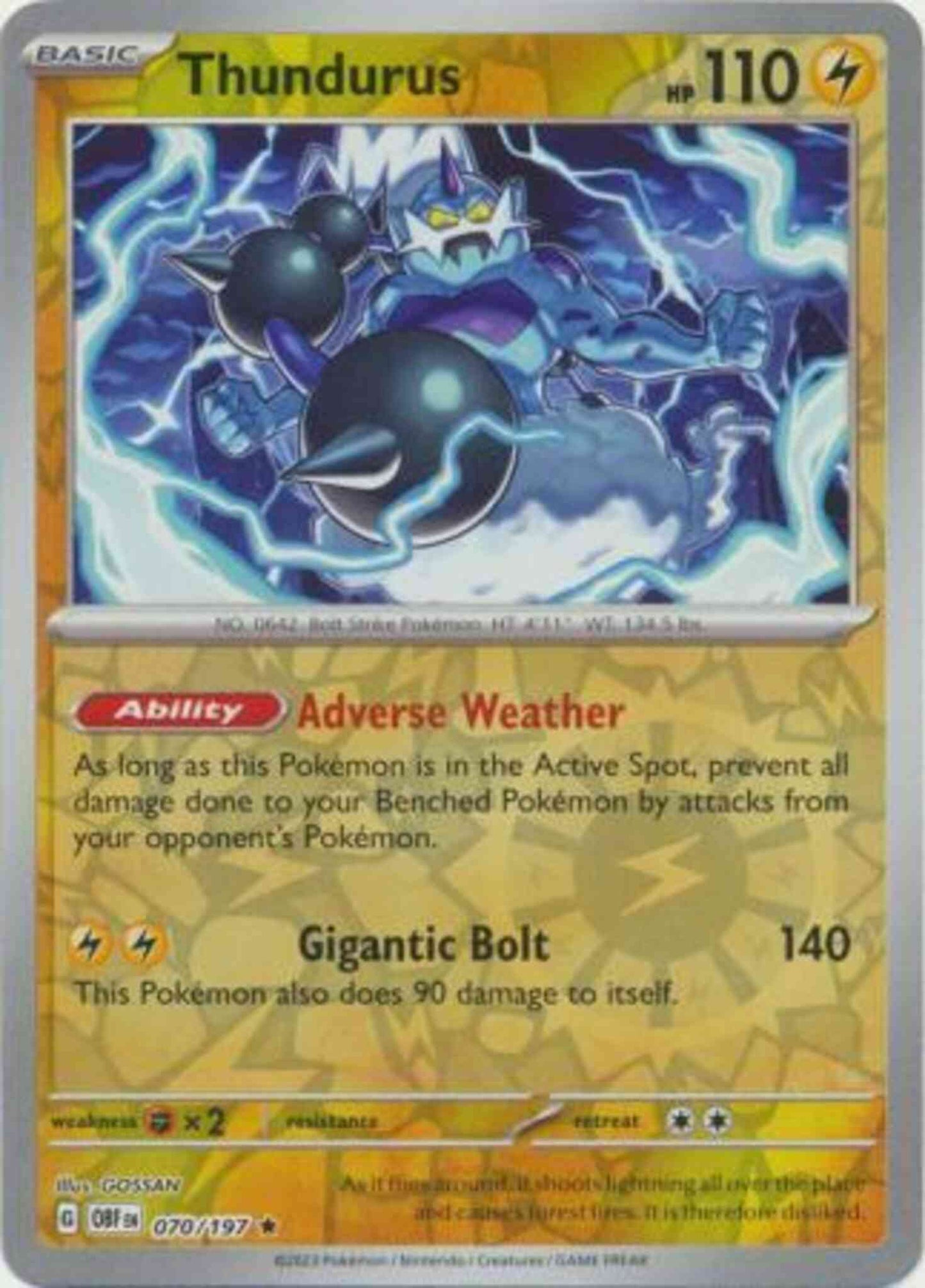 Thundurus - 070/197 - Rare [sv03-070] [Reverse Holo]
