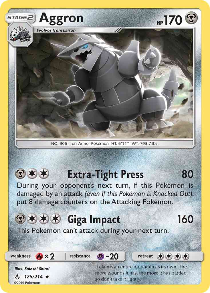 Aggron - 125/214 - Rare [sm10-125] [Reverse Holo]